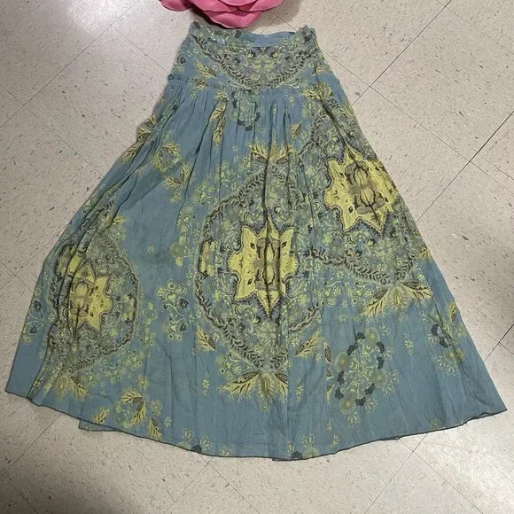 FREE PEOPLE Farrah Maxi Skirt Floral Boho Drop Waist Partially Lined - Picture 3 of 10